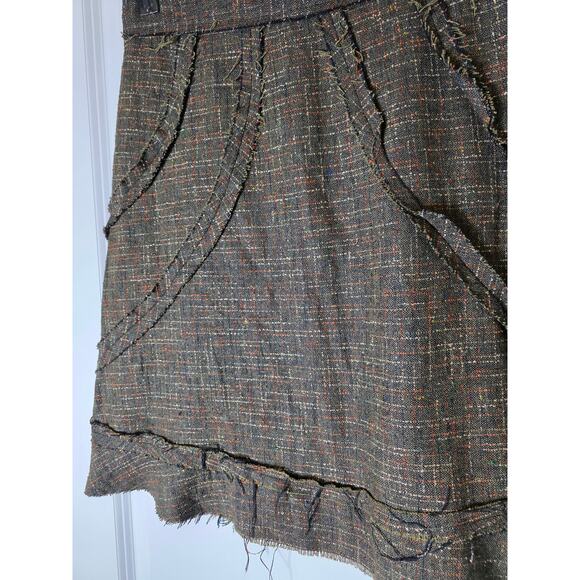 NECESSARY OBJECTS Brown Wool Blend Artsy A-Line Made in USA Skirt SZ S - Picture 4 of 8